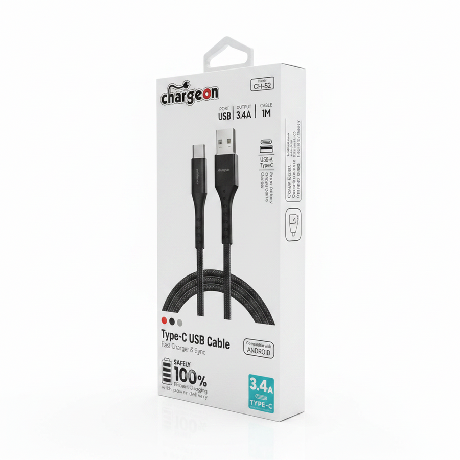 CH52 Hızlı Şarj Kablosu 3.4A TypeC