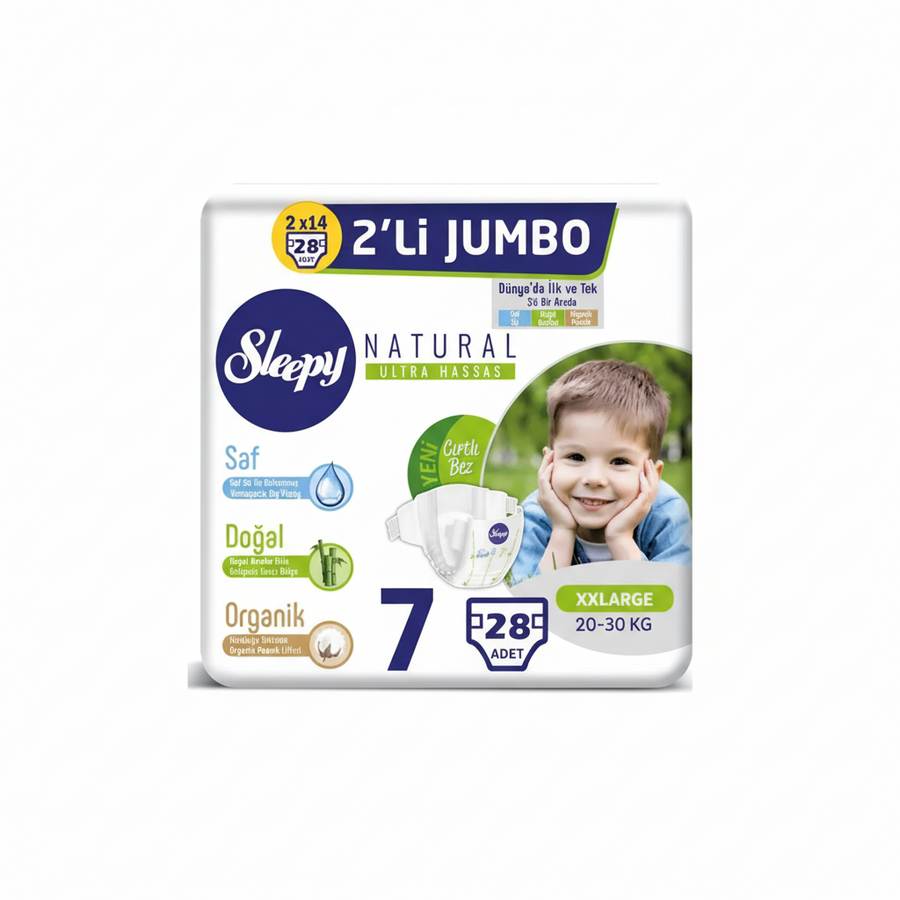 Sleepy Natural 2 li Jumbo 7 Numara Yeşil 28 Adet