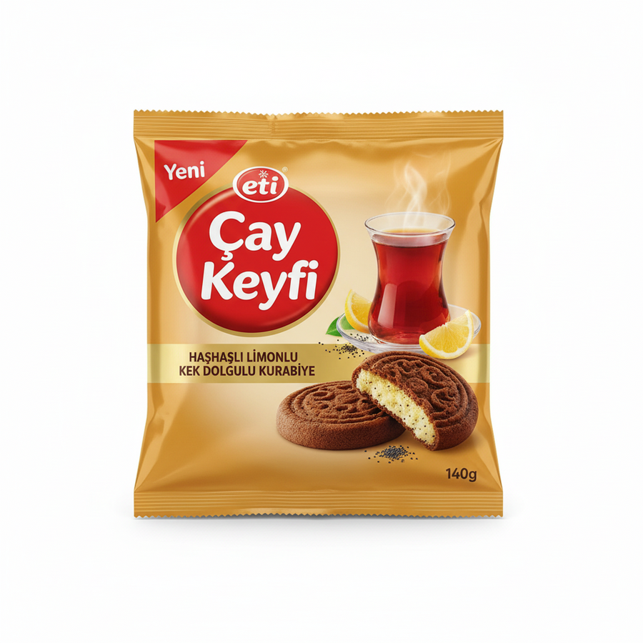 Eti Çay Keyfi Haşhaşlı Limonlu Kek Dolgulu Kurabiye 140Gr