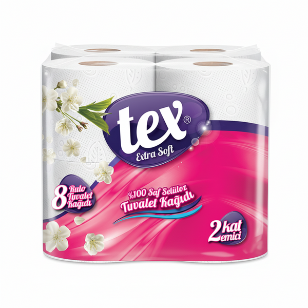 Tex Tuvalet Kağıdı 2 Katlı   8 Rulo