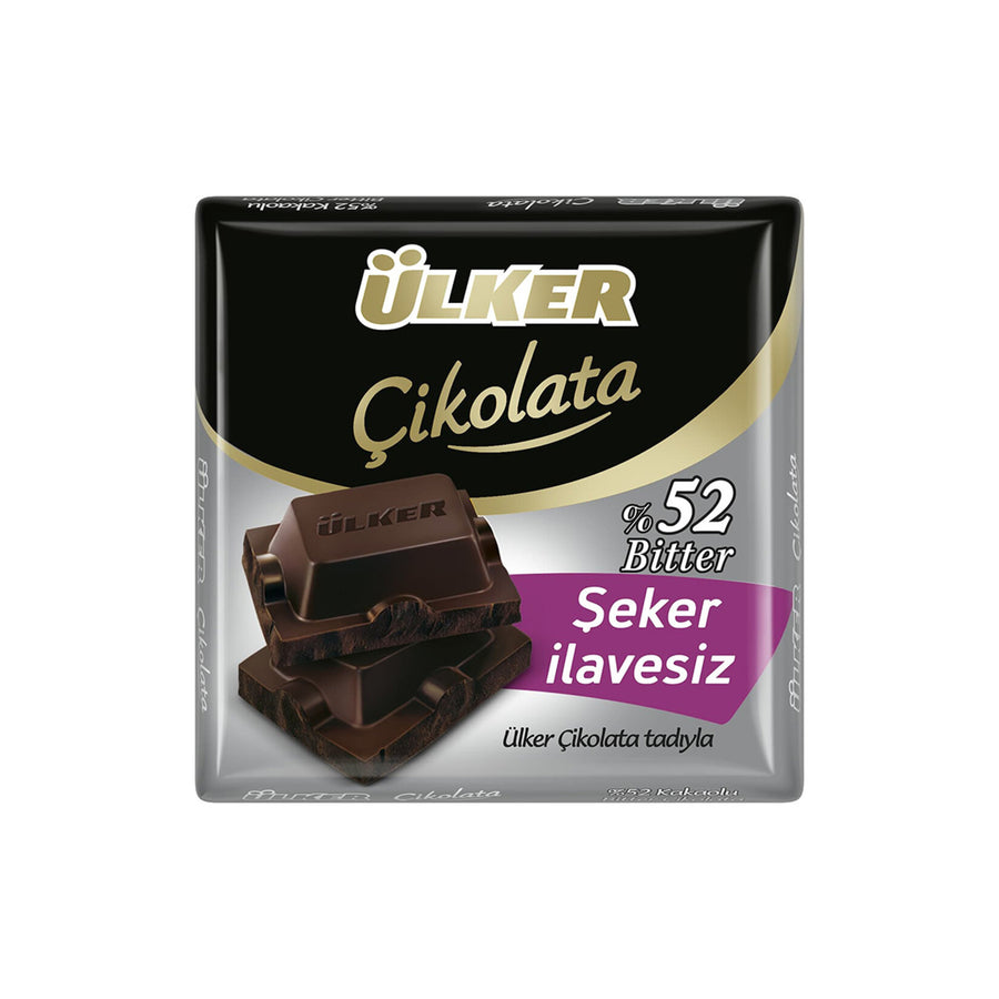 Ülker Bitter Çikolata Kare % 52  Şeker İlavesiz 60 Gr