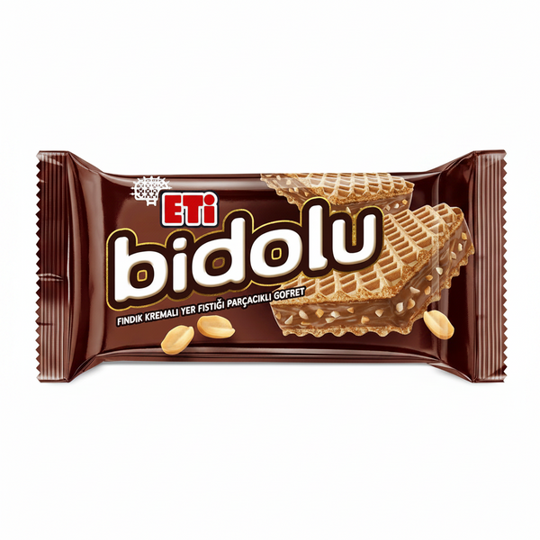 Eti Bidolu Fındık Kremalı Yer Fıstık Parçacıklı Gofret 36gr