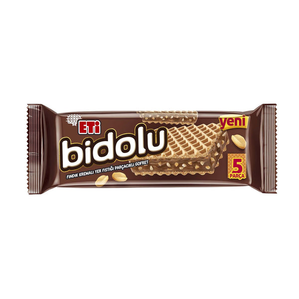 Eti Bidolu Fındık Kremalı Yer Fıstık Parçacıklı Gofret 81gr